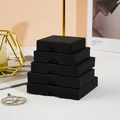 Stack of minimalist black square paper gift boxes in various sizes for jewelry - 6*6*1.6cm / Black