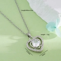 Silver titanium heart necklace with white zircon pendant on light green background - White Heart Pendant with Silver Tone Chain (Heart 2480)
