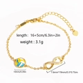 Bracciale infinity placcato oro con pallavolo in smalto blu giallo bianco e finitura 14k - Oro Pallavolo (16+5cm)