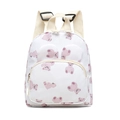 Cute white cartoon kids backpack with purple bear prints and adjustable shoulder straps - White