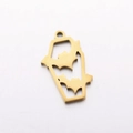 Gold coffin-shaped pendant with hollow bat design made of stainless steel for jewelry DIY - Bat Coffin / Gold