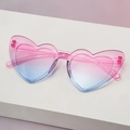 Heart-shaped gradient pink and blue sunglasses with transparent glitter frames - Pink to Blue Gradient