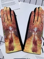 Winter faux suede gloves featuring artistic forest and deer oil painting prints - One Size / Pattern 12 (Forest and Deer)