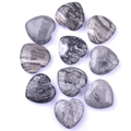 Set of ten heart-shaped stones in grey marble finish with smooth polished surface - Picasso Stone