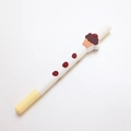 Simpatica penna gel bianca con cupcake al cioccolato 3D e motivi di chicchi di caffè - Torta ai Chicchi di Caffè Bianca