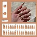 Faux ongles French manucure léopard forme amande longue avec kit complet de 24 pièces - W1637 Imprimé Léopard Français (Style avec Colle)