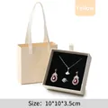Elegant beige jewelry gift box set with matching paper bag and drawer design for rings - Set Box / Yellow