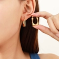 Minimalist gold geometric trapezoid stud earrings for women in polished stainless steel - Golden Geometric Trapezoid