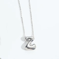 Polished silver balloon style letter Z pendant on thin cable chain for women - Letter Z