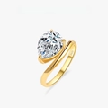 Luxurious S925 sterling silver gold plated ring with sparkling pear cut stone - US Size 5 / Pear Cut Main Stone (PNJ029) / 18K Gold