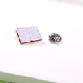 Cute red open book metal pin badge with butterfly clutch for bags and clothes - Red Book (CZ0584)