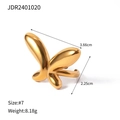Close-up of 18k gold-plated butterfly ring with detailed size and weight specifications - Abstract Butterfly Wing Ring (JDR2401020)