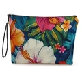Borsa da trucco con stampa floreale tropicale e cinturino con cerniera nera - Stile Hibiscus Tropicale (Stile 1)
