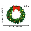 Embroidered Christmas wreath patch with red bow and green leaves, 6.6cm x 6.3cm size - Christmas Patch 21# (Christmas Wreath)