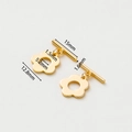 Detailed view of 14k gold-plated floral OT clasp with dimensions for DIY jewelry making - 18K Plum Blossom OT Clasp Type 1 - 4Pcs/Pack