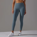 Legging de yoga bleu brume à taille haute avec effet push-up et sans couture frontale - XS / Bleu Gris Foncé