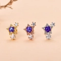 Orecchini a stella in acciaio inossidabile con opale viola e zirconi luminosi - Stile Stella Opale Viola (6#)