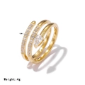 Dreilagiger goldener Schlangenring mit 12mm Breite und klaren Kristallen besetzt - US 8 / Gold-Weiher Zirkonia