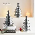 Modern 30cm silver 3D paper-craft Christmas tree tabletop ornament with mirror finish - Silver Star Tree Set