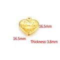 Golden heart lock pendant engraved with Be My Valentine for DIY jewelry making - Polished Engraved Heart 16.5mm / 18K Gold