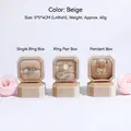 Beige achteckige Samt-Schmuckschatulle für Ringe und Anhänger, Größe 5x5x4cm - Einzelringbox / Beige