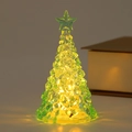 Makroaufnahme von grünem Kristall-Weihnachtsbaum LED-Licht mit Eisriss-Textur und Glanz - Grün / Warmgelbes Licht
