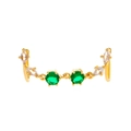 Detail of gold U-shaped nose clip featuring green zircons and clear marquise stones - Green Stone Chain (S560) / Gold
