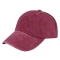 Washed cotton baseball cap in burgundy with vintage distressed finish and curved brim - Adjustable / Burgundy