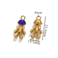 3D stainless steel astronaut charm pendant in gold and blue enamel finish - Blue Astronaut