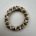 Brown and white marble pattern telephone wire spiral hair tie for daily hairstyles - Olive Green Coffee