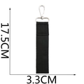 Detailed size specifications of the black woven strap with metal hook showing 17.5cm length - Large / Black
