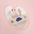Set di 6 pennelli in nylon con tavolozza bianca per pittura acrilica e acquerello professionale - Set in Setole di Nylon con Manico in Legno Originale