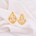 Orecchini a cuore vuoto placcati oro 18k con zirconi e montature per perle - Stile Base Perla con Strass a Goccia (ZYN-DME159G-3)