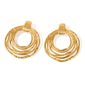 Irregular multi-layered gold titanium steel hoop earrings with vintage texture - Gold