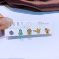 Detail of 5-piece earring set with colorful zircons and magic lamp design on S925 posts - Magic Lamp Star Style (23032909)