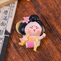 Traditional Chinese style figurine of a lady playing drums in a cute Q-version design - 1229-2 Waist Drum Pink Flower Fridge Magnet