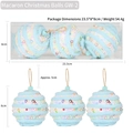 Set of three 8cm light blue macaron Christmas balls with velvet texture and colorful sequins - Set of 3 / Light Blue