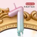 Pink and blue gradient number 1 birthday candle with gold glitter and white plastic stand - Number Candle Pink-Lake Blue Gradient-7