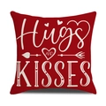 Roter Leinen-Kissenbezug mit Hugs and Kisses Druck für Sofa-Dekoration - 1-Kissenbezug-Hugs AND KISSES