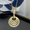 18K gold plated celestial pendant necklace featuring crescent moon and star with zircon - Gold (8296)