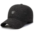 Men's winter baseball cap in dark gray marl fabric with warm fleece and ear protection - Adjustable / Gray With F Logo