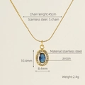 Collier doré en acier inoxydable avec pendentif zircon bleu ovale et dimensions - Collier Doré-Zirconium Bleu