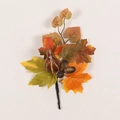 Autumn maple leaf branch with acorns and striped pumpkin for festive decoration - CZ704 Autumn Maple Leaf Acorn Textured Pumpkin