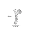 F136 titanium silver clover flat back stud with heart shaped cubic zirconia stones - 8# Curved Gemstone Row Style (Silver)