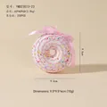 Pink donut Christmas ornament with white foam beads and a ribbon for tree decoration - #23 Colored Donut