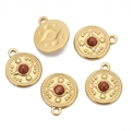 Pendente bussola bohémien in acciaio dorato con pietra naturale marrone rossastra - Base d'Oro / Rosso