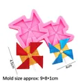 Pink silicone windmill mold with two fairy star moon shapes for fondant and chocolate cake - 2# Windmill / Pink