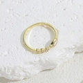 Elegant gold open ring featuring a sparkling zircon eye pattern and three-stone design - Leaf Zirconia Style - Gold