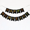 Black and gold swallowtail Happy New Year banner set for 2026 party decorations - Large Happy New Year Swallowtail
