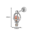 Silver hot air balloon stud earring with pink gemstone and size dimensions in cm - 3# Silver (Pink Hot Air Balloon)